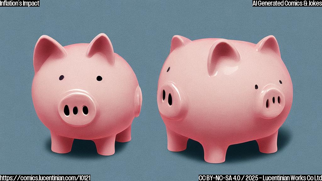 A simple, plain color cartoon drawing of a pink piggy bank with tears welling up in its eyes. The background is a light yellow.