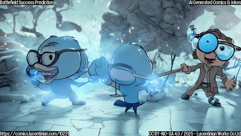 A cartoon style picture with a plain light blue background. In the center, a stick figure wearing glasses and holding a magnifying glass up to a chart with a rising line. The chart is labeled "Battlefield 6 Pre-orders". The stick figure looks surprised and excited.
