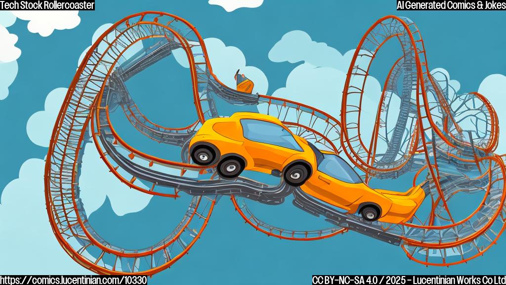 A cartoon image of a rollercoaster car with a worried looking face on it, going up a steep hill. The background is a plain blue color. The style is simple and flat.