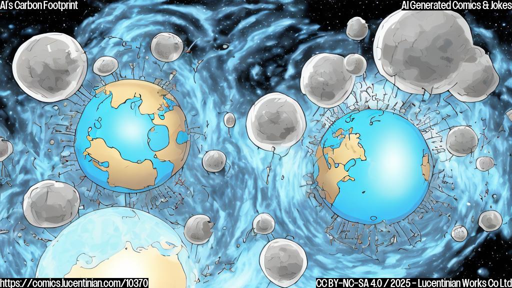 A light blue cartoon earth is sweating profusely, next to a large server rack emitting heat waves. The server rack has a speech bubble saying "I need more power!".