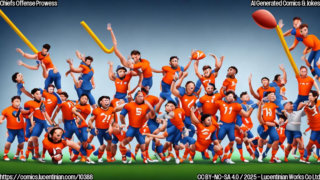 cartoon style, plain background, a football team carrying a very long ladder reaching to the sky, surprised faces