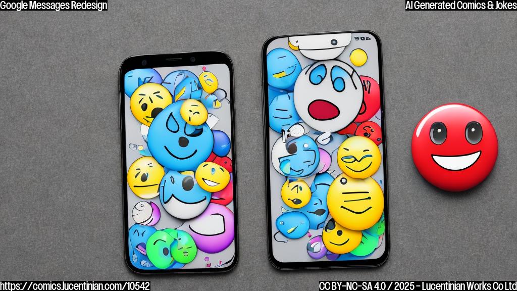 Cartoon style image of a smartphone displaying a sad face emoji next to another smartphone displaying a happy face emoji, with colorful and modern design elements in the background. The sad phone is gray and outdated, while the happy phone is bright and colorful.