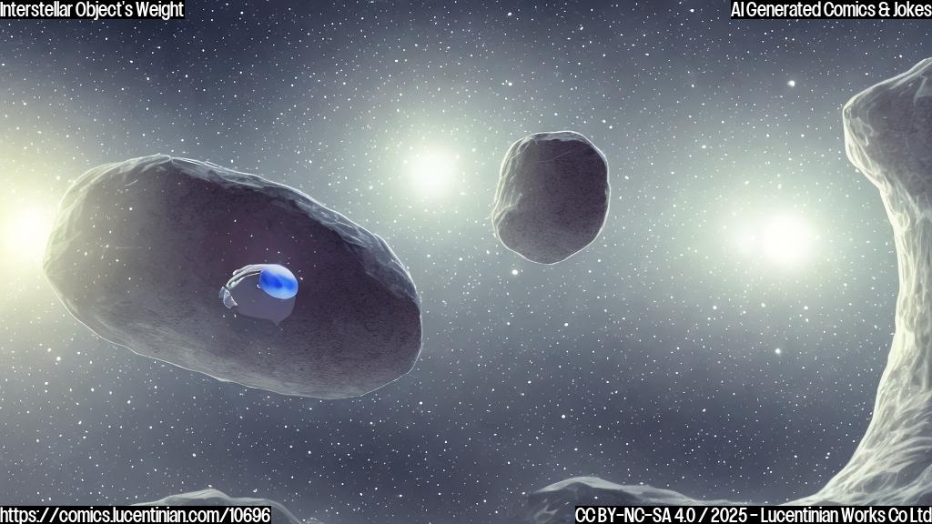 Cartoon of a nervous, round, grey space rock with an insecure expression, floating in deep space amongst stars. The rock is sweating and has a measuring tape wrapped loosely around its middle.