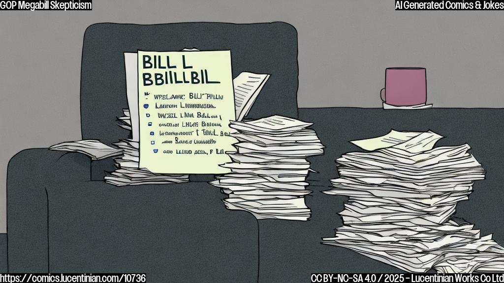 Cartoon style image of a sad-looking large stack of papers with "Legislative Bill" written on the top page, lying on a therapist's couch in a brightly lit room. The couch is plain blue, and the wall behind it is a calming light green. The paper stack has a worried expression.