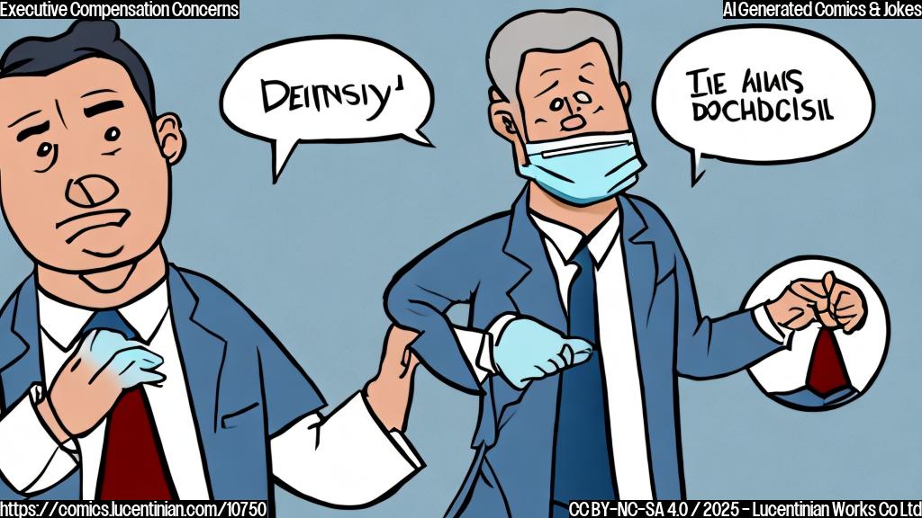 A simple cartoon image of a concerned-looking person wearing a suit and tie, with a thought bubble above their head showing a dentist's chair. The background is a plain light blue.