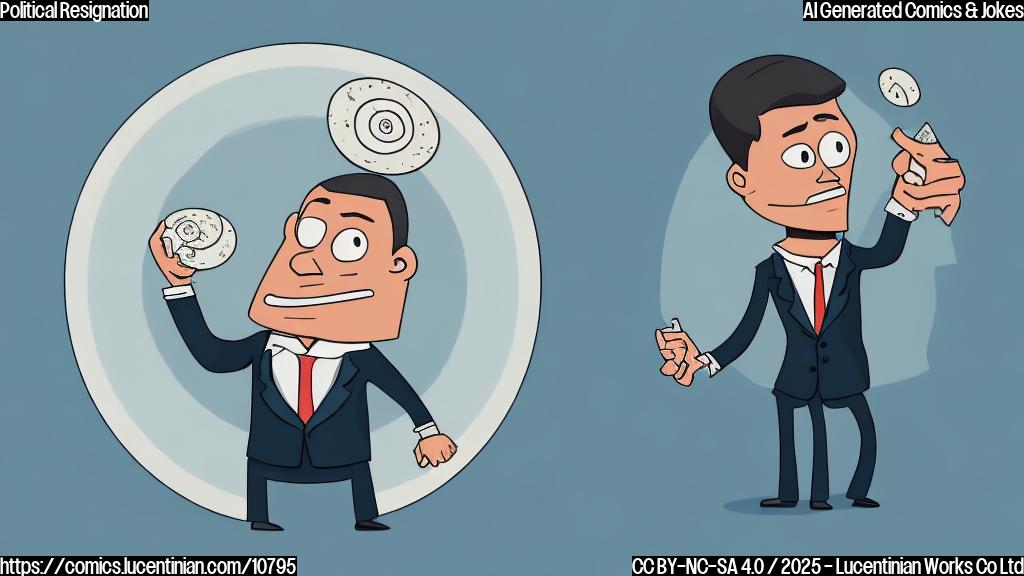 A cartoon image depicting a man in a business suit looking stressed and holding a cracked plate, symbolizing a split. The background is a plain light blue. The art style is simple and clean, similar to flat vector illustration.