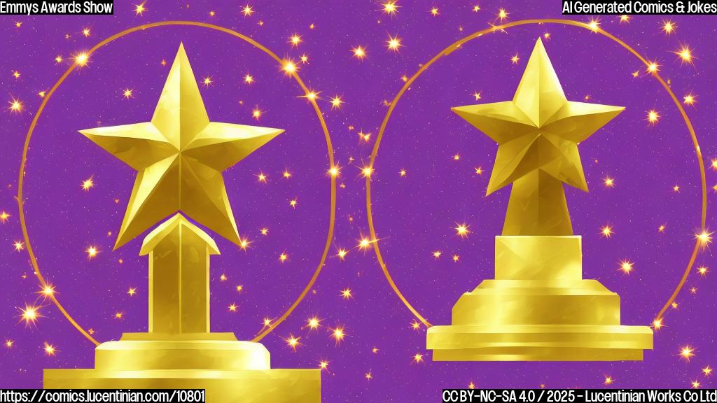 A stylized cartoon image of a golden statue holding a star, centered on a purple background. The statue is brightly lit, creating a sense of celebration. The style is simple and modern, reminiscent of flat design.