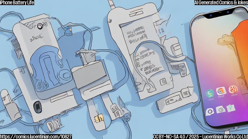 A cartoon style image of a disgruntled-looking smartphone with a small battery icon, standing next to a sleek, modern smartphone with a large battery icon. The background is a plain light blue color.