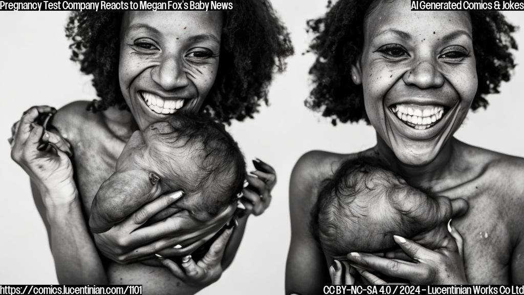 A 38-year-old woman poses for a photo shoot covered in black paint, cradling her baby bump. She is smiling and looking happy.