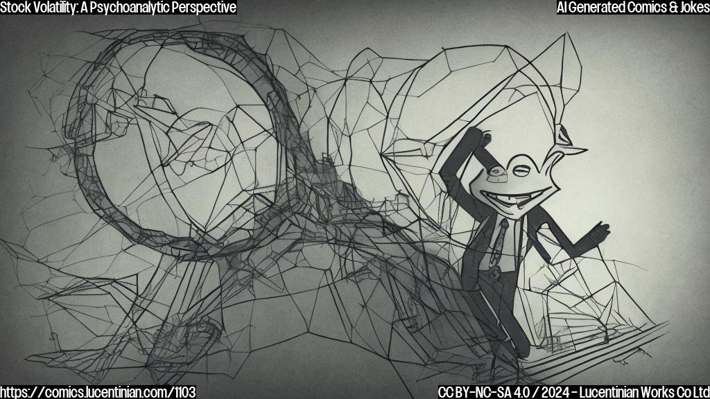 Draw an anthropomorphic stock with a worried expression and a graph of rising and falling lines behind it, representing the ups and downs of the stock market.