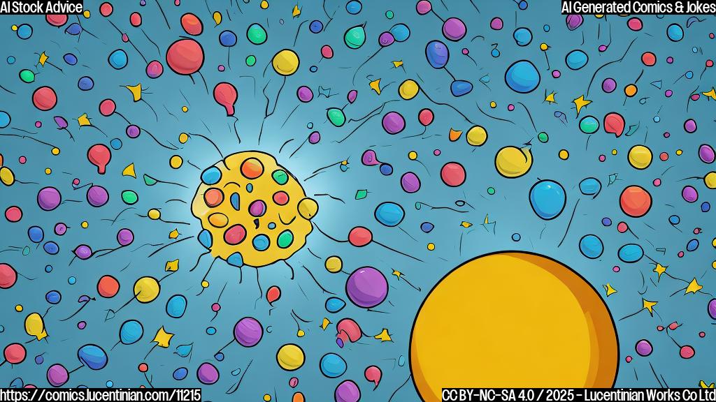 A cartoon image in a minimalist style with plain, bright colors. The image depicts a person in a suit with a speech bubble coming from their mouth. Inside the speech bubble is a small, stylized image of a bursting bubble filled with computer chips. The overall tone is humorous and light-hearted.