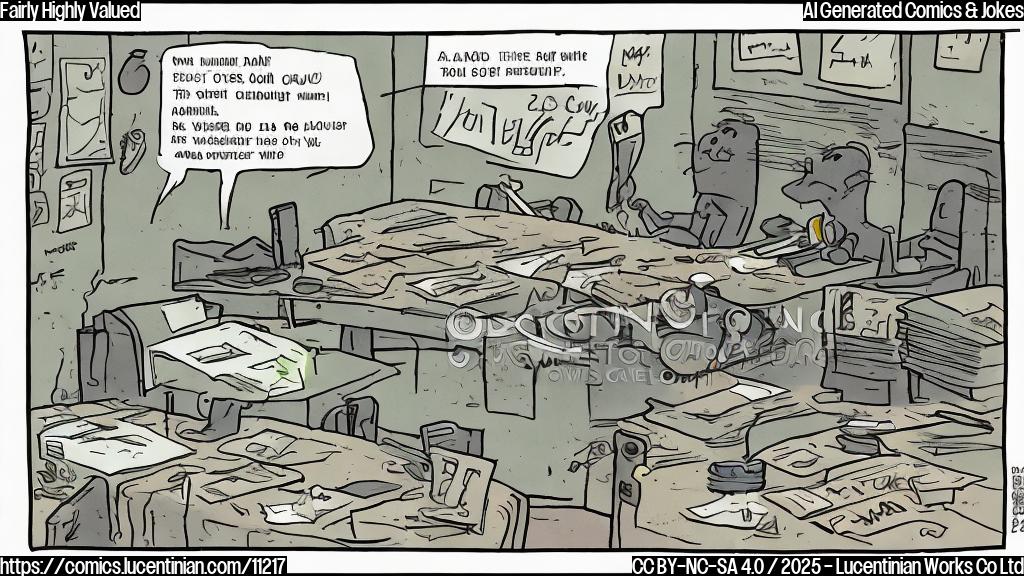 A sad looking cartoon graph, in plain color, is slumping downwards. Above the graph, a small thought bubble contains the words "Fairly Highly Valued".