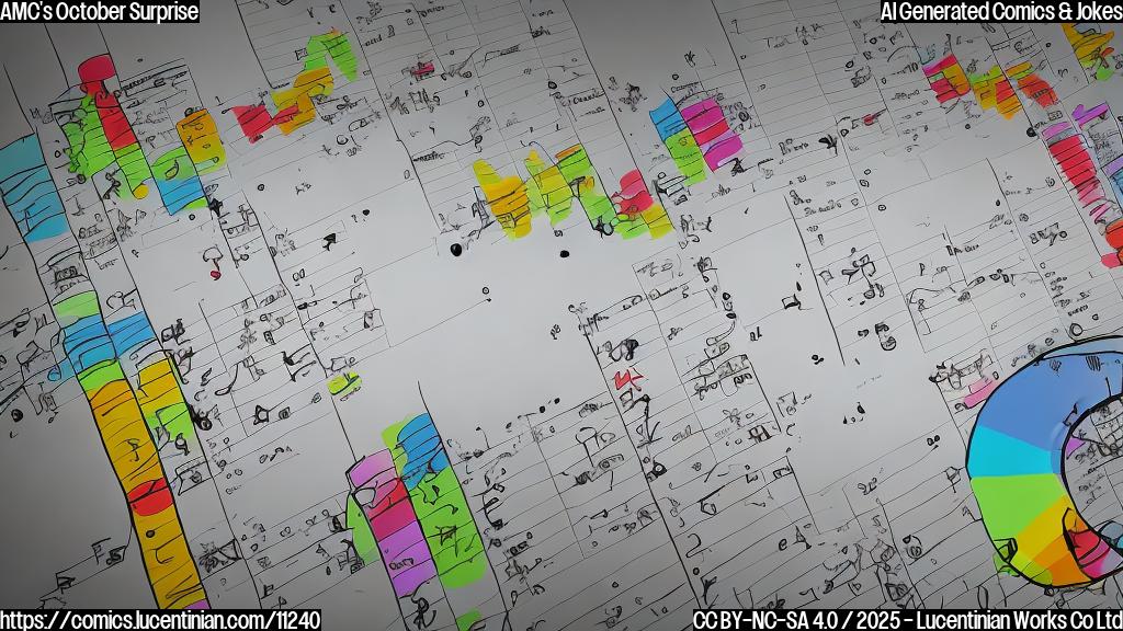 A plain color cartoon style picture of a stock chart excitedly jumping up and down, with musical notes floating around it. A calendar is visible in the background, circled on October 3rd.
