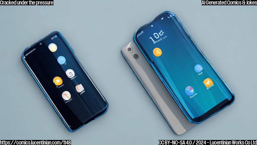 A large, rectangular smartphone with a flexible OLED display folded in half. The outer screen has a slight curvature and is made of a sleek, metallic material. In the center, there's a glowing strip that highlights the phone's name. The background is a soft, gradient blue, giving off a futuristic vibe.