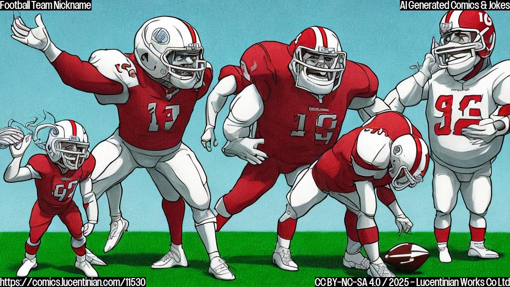 A cartoon-style drawing of a very large humanoid figure in a football uniform, labeled "Giants," standing on a football field. The figure has an angry expression and is stepping on a much smaller humanoid figure in a football uniform, labeled "Eagles," who is lying flat on the ground looking distressed. The background is a simple green football field with white yard lines. The style is plain color.