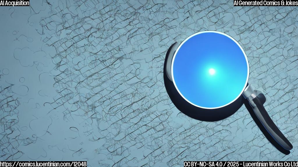 A plain color cartoon style image of a giant computer with a magnifying glass looking down at a tiny computer below. The tiny computer is waving. Background is a solid light blue.