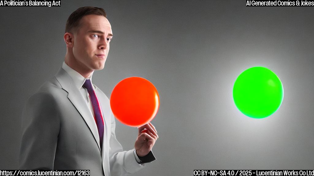 A cartoon-style image depicting a character in a suit, sweating profusely, trying to juggle three brightly colored balls. One ball is red, one is green, and one is blue. The background is a simple gradient of light gray.