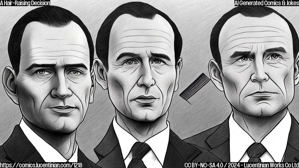 Draw a plain color cartoon style picture of a senator with a receding hairline, wearing a suit and holding a comb. The comb has some loose hairs on it, symbolizing the senator's relationship with the president-elect.