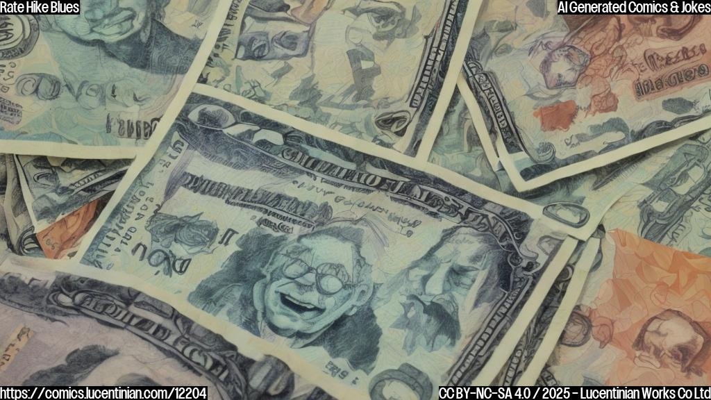 a plain color cartoon style picture. A sad-looking stock market chart with a downward slope, wearing a small pair of glasses and sitting on a therapist's couch. The therapist is a smiling dollar sign.