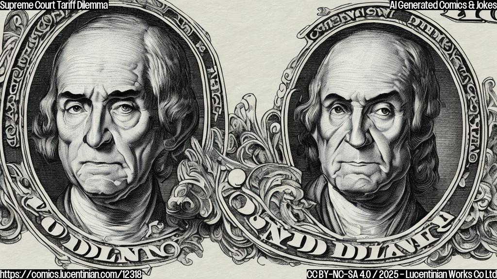 Cartoon drawing of a serious-looking man in a black robe, presumably a supreme court justice, holding a large, unfolded map with dollar signs and trade symbols scattered across it. The background is a plain light blue. The style is simple and cartoonish.