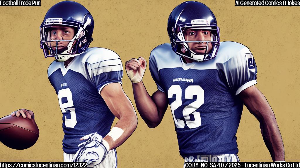 A simple, cartoon-style image of a football player wearing a cornerback jersey being traded inside a spice shaker. Plain background.