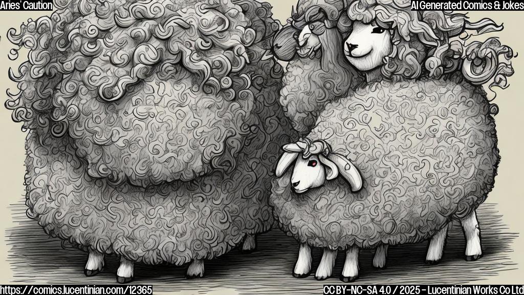 A cartoon drawing of a fluffy sheep-like character (Aries) holding a comically large map and looking nervously at a stick figure representing a close friend. The background is a simple, plain color background.