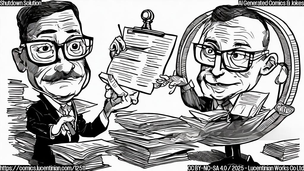 A cartoon drawing of a gavel wearing glasses and holding a stack of papers labeled "Funding Bill." A small speech bubble coming from the gavel says "Privacy Protection Added!". The style is plain color cartoon.