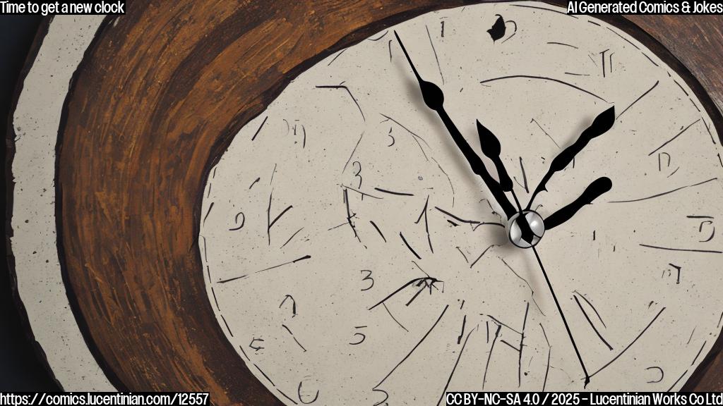 A broken wall clock with number 13 on it. Plain cartoon style.