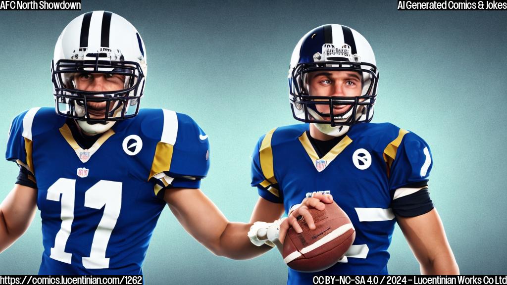 A football player with a helmet and shoulder pads holding onto a ball, standing in front of a blurred background with shades of blue and black colors, similar to Pittsburgh's team color. The player has a determined expression on his face.