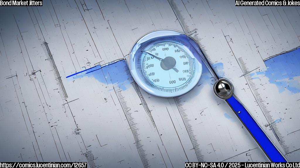A cartoon-style image of a thermometer with the level rising rapidly, next to a worried-looking chart with downward-pointing arrows. The background is a plain light blue.
