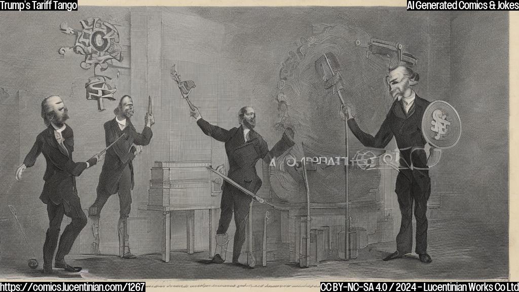 A cartoon of a serious-looking person holding a whiteboard with a graph of a strong economy, and a large hammer symbolizing tariff policies, in front of a Treasury department building with a big dollar sign on the door. The person should have a determined expression and the whiteboard should show an upward trend.