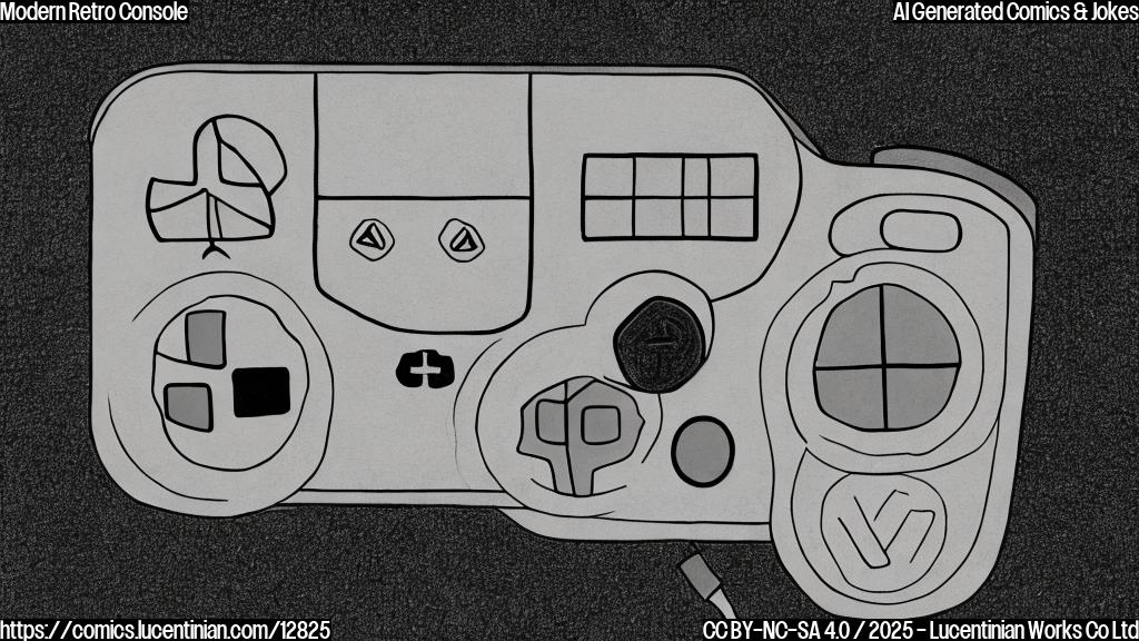 a cartoon-style drawing of a video game console with a sad face, colored in plain gray