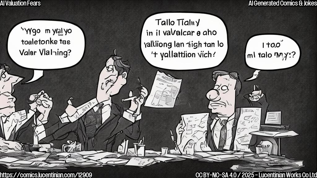 Draw a plain color cartoon style picture of a sad looking stock chart with a speech bubble saying "My valuation is too high!"