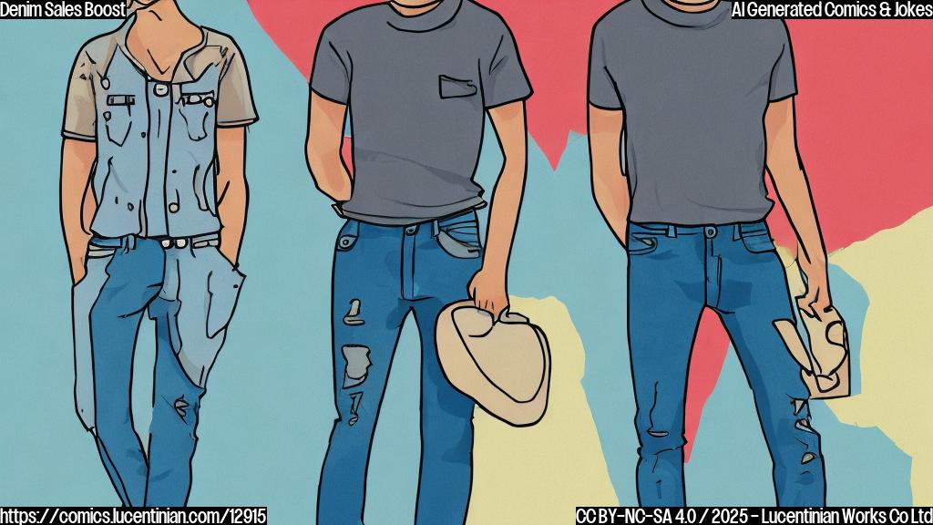 a simple, plain color cartoon style image of a pair of blue jeans wearing trendy sunglasses