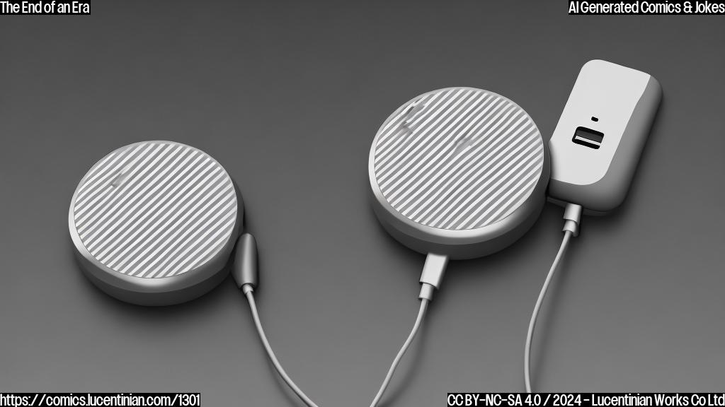 A small, gray, cylindrical object with a rounded tip and two parallel slits on one end, surrounded by a subtle grid pattern, is plugged into an older iPhone with a lightning-shaped charging port.