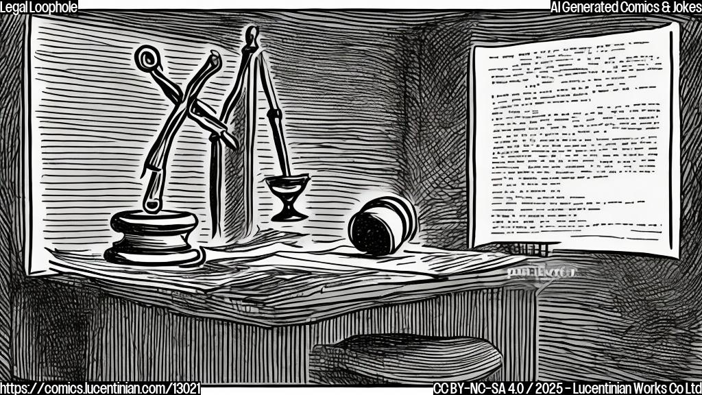 Plain color cartoon style image of a gavel hitting a desk, with a legal document flying away.