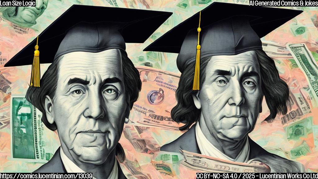 A sad cartoon student, wearing a graduation cap and gown, with dollar signs floating away from them. The background is a hospital with a sad face. The style is plain, with bright colors.