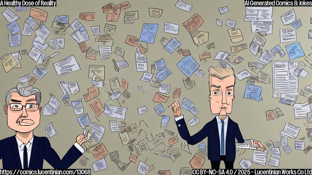 Draw a cartoon of a person with a briefcase, standing in front of a whiteboard with a clock ticking away. The person is surrounded by scribbled notes and papers, with a confused expression on their face. In the background, there's a faint image of a person holding a "Subsidy Extension" sign.