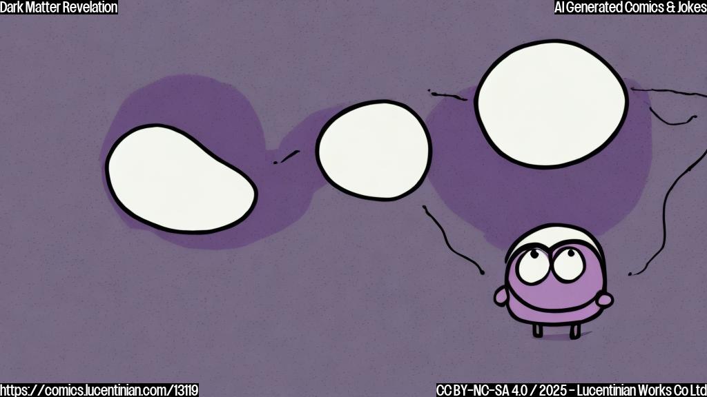 A simple cartoon of dark purple blob with big, worried eyes standing on a road with white dashed lines. The background is a plain light blue.