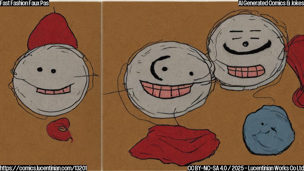 a simple cartoon of two spools of thread with angry faces, one looking accusingly at the other, plain background