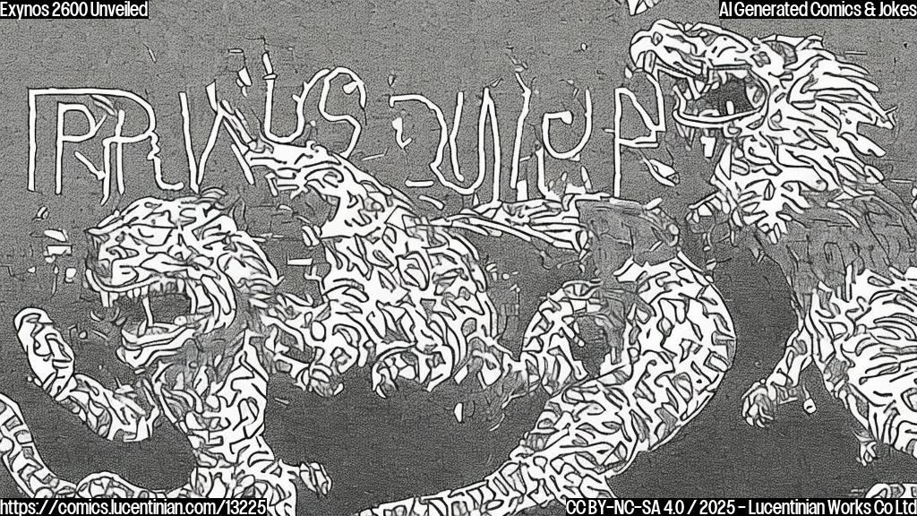 A plain color cartoon image of a very small microchip with a large speech bubble coming from it with the words "ROAR!" inside. The background is a muted gray.