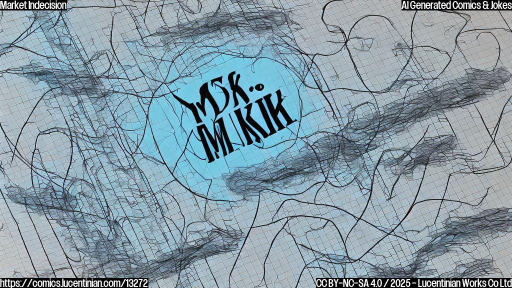 A plain color cartoon style image depicting a confused-looking graph line on a stock market chart with a big question mark above its head. The background is a pale blue.