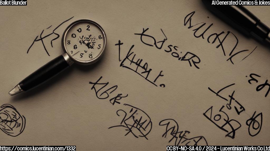 A small, circular piece of paper with a few scribbles and a big X marked through it, sitting on top of a mailbox with a calendar in the background showing a messy and crossed-out date