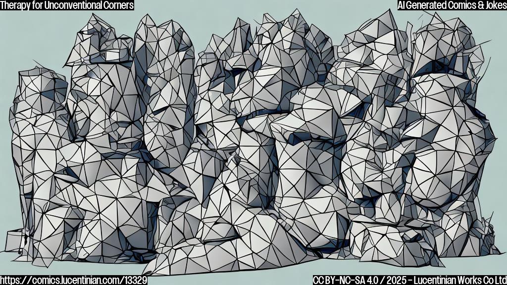 A cartoon style image of a person with a lot of jagged, geometric shapes on their head, sitting in a therapist's chair. The shapes resemble the iconic buildings designed by Frank Gehry.