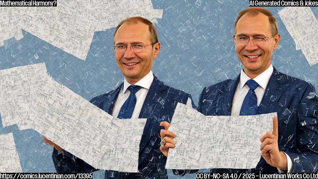 A cartoon-style image of a smiling, humanoid figure (like a generic Russian diplomat) holding a stack of papers with multiple overlapping rectangles, each containing a word that could represent a commonality between Russia's and the US' visions. The background should be a subtle gradient of blue and white, representing diplomacy and unity.