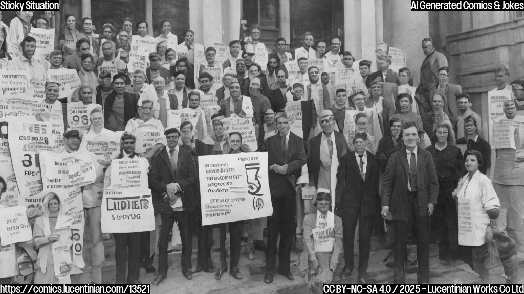 a group of people with stern expressions are standing in front of a large piece of paper with subsidy numbers, one of them is holding a ladder
