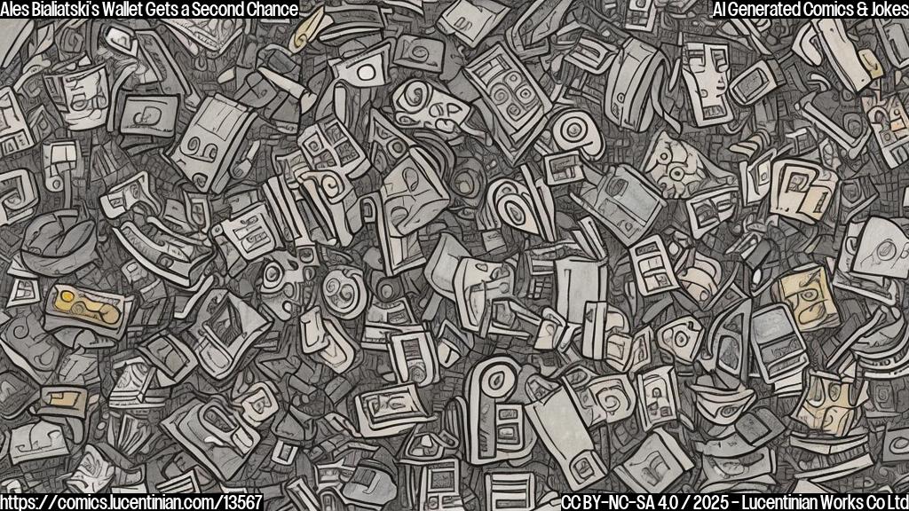 Draw a simple cartoon of a small, worn-out wallet with a few emotional expressions on its surface, surrounded by some light-hearted, swirly patterns to represent "baggage".