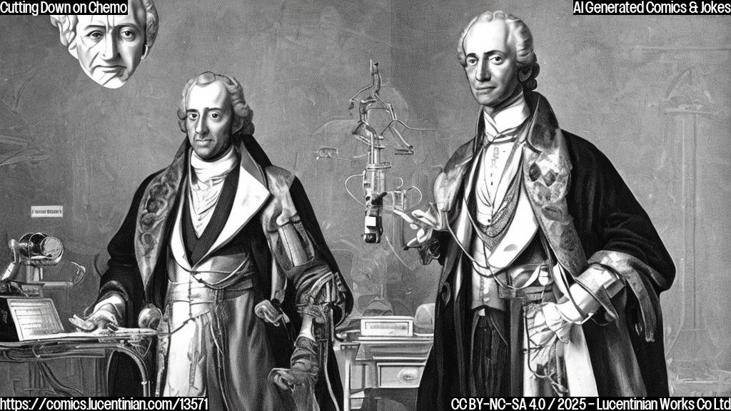 A humanoid figure with a white lab coat, holding scissors, stands in front of a calendar. The character's face is obscured by a stethoscope. In the background, there is a faint image of King Charles III, wearing a suit and sitting in a chair, with a subtle crown symbol on his lapel.