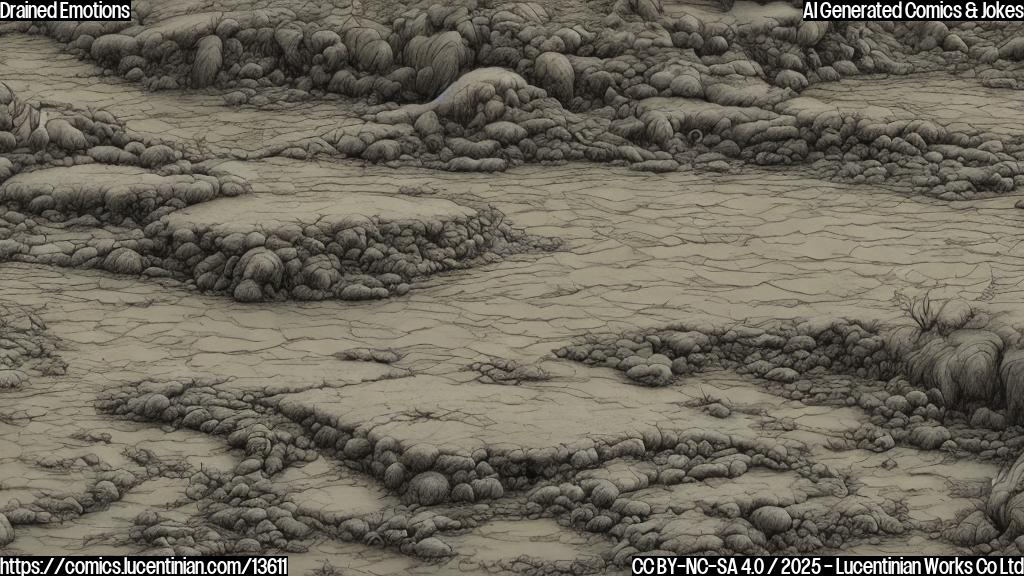 A cartoon style image of a muddy river with its surface covered in water, sitting on a couch with a therapist's chair and a thought bubble above it. The river is surrounded by dry land and the sky is gray to reflect its emotional state.