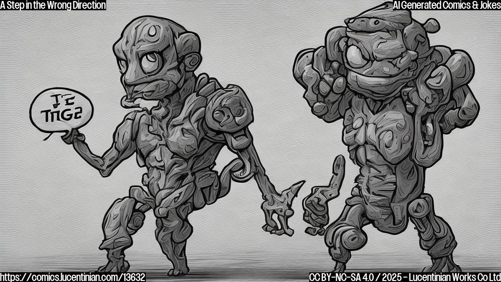 Draw an anthropomorphic, cartoon-style figure with a concerned expression and arms wrapped around itself, holding a speech bubble that says "struggles". The background should be a simple gradient representing the idea of moving upwards.